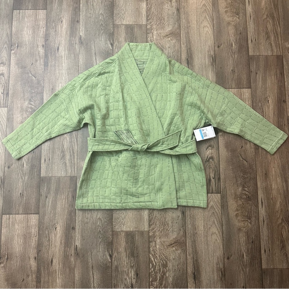 Nike Yoga Therma-FIT Reversible Jacquard Wrap Kimono Jacket Size M Green